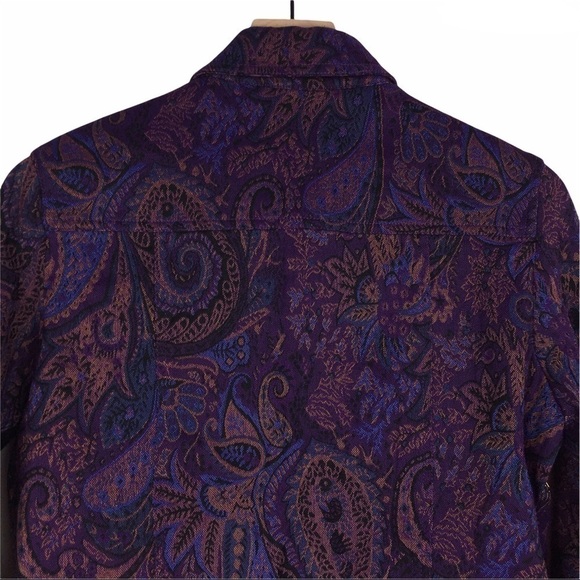 COLDWATER CREEK Jacket Woven Tapestry Beaded Paisley Floral Boho Petite Medium - Picture 5 of 10